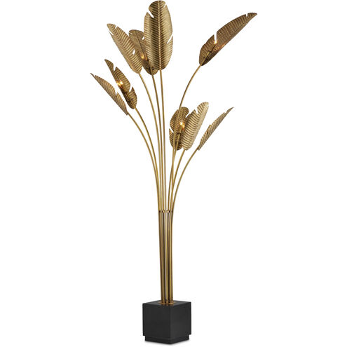 Tropical 87.25 inch 40 watt Vintage Brass/Black Floor Lamp Portable Light, Grande