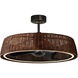 Tulum 28 inch Dark Bronze Fandelight in Natural Rattan