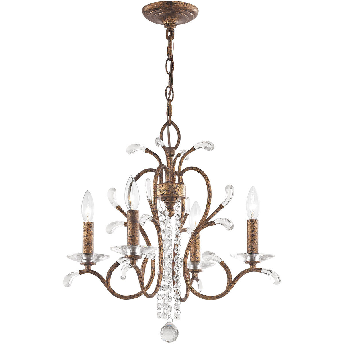 Livex Lighting 51004 71 Serafina 4 Light Mini Chandelier Hand Applied Venetian Golden Bronze
