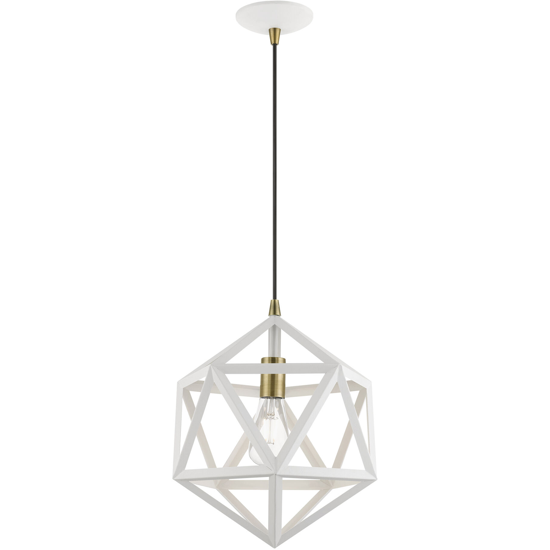 Ashland 1 Light 13 inch Textured White with Antique Brass Accents Pendant Ceiling Light
