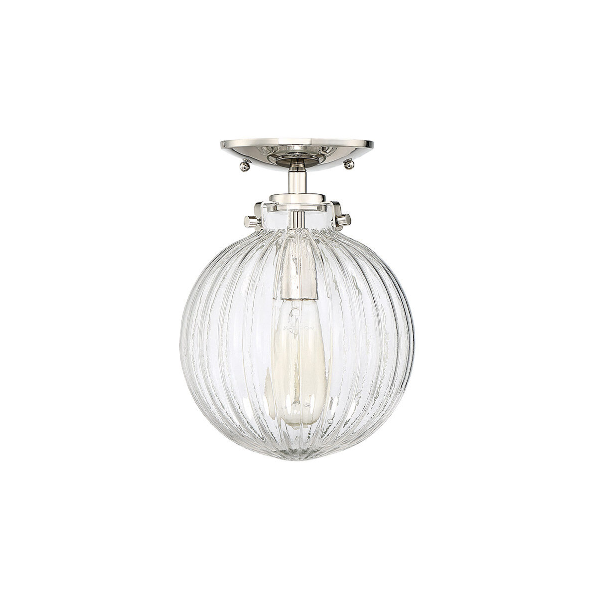 Modern 1 Light 8 inch Polished Nickel Semi-Flush Ceiling Light