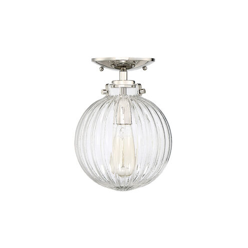 Modern 1 Light 8 inch Polished Nickel Semi-Flush Ceiling Light