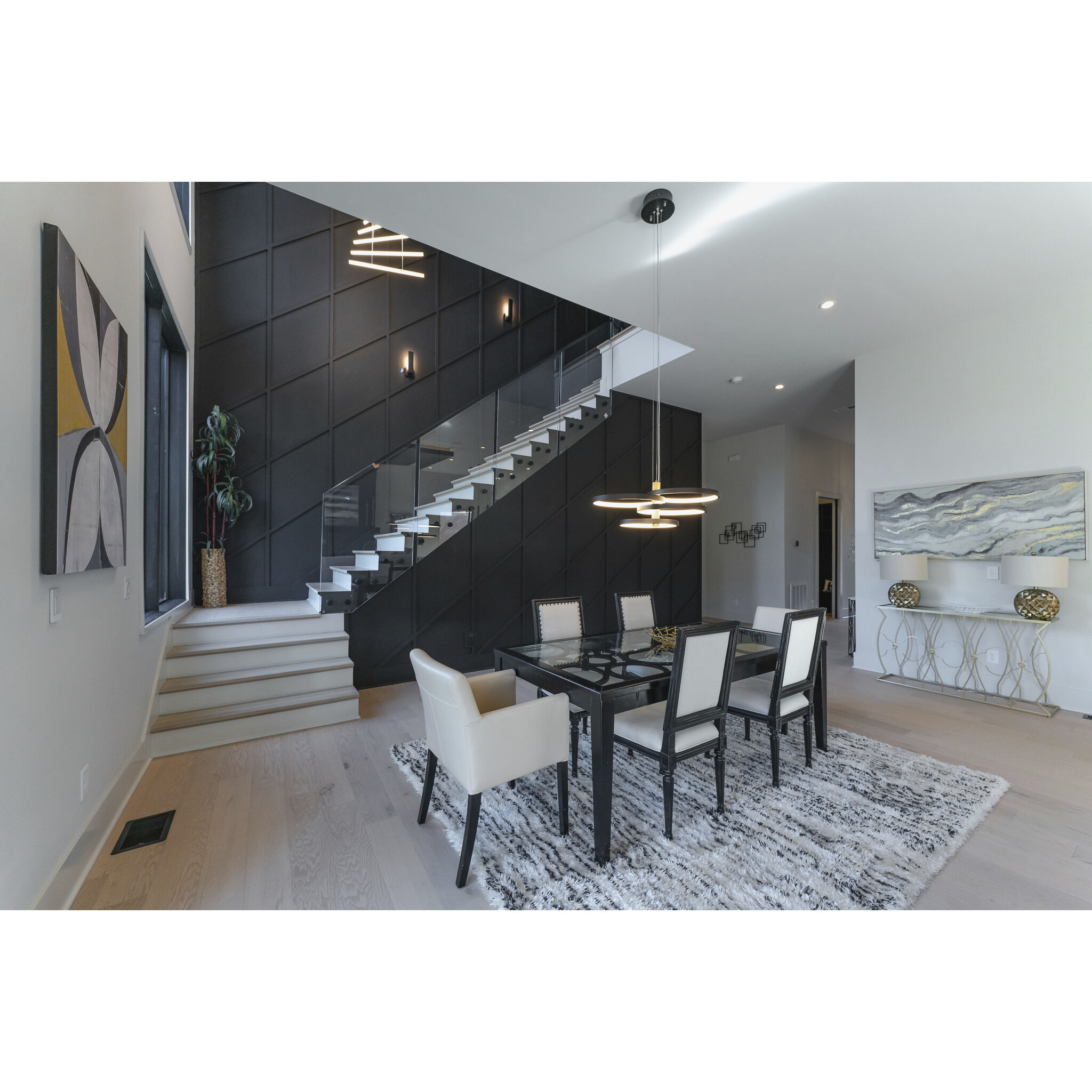 Hoopla LED 29.5 inch Black and Gold Multi-Light Pendant Ceiling Light