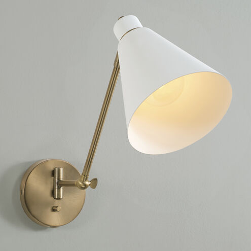 Bradley 1 Light 7 inch Aged Brass and White Sconce Wall Light
