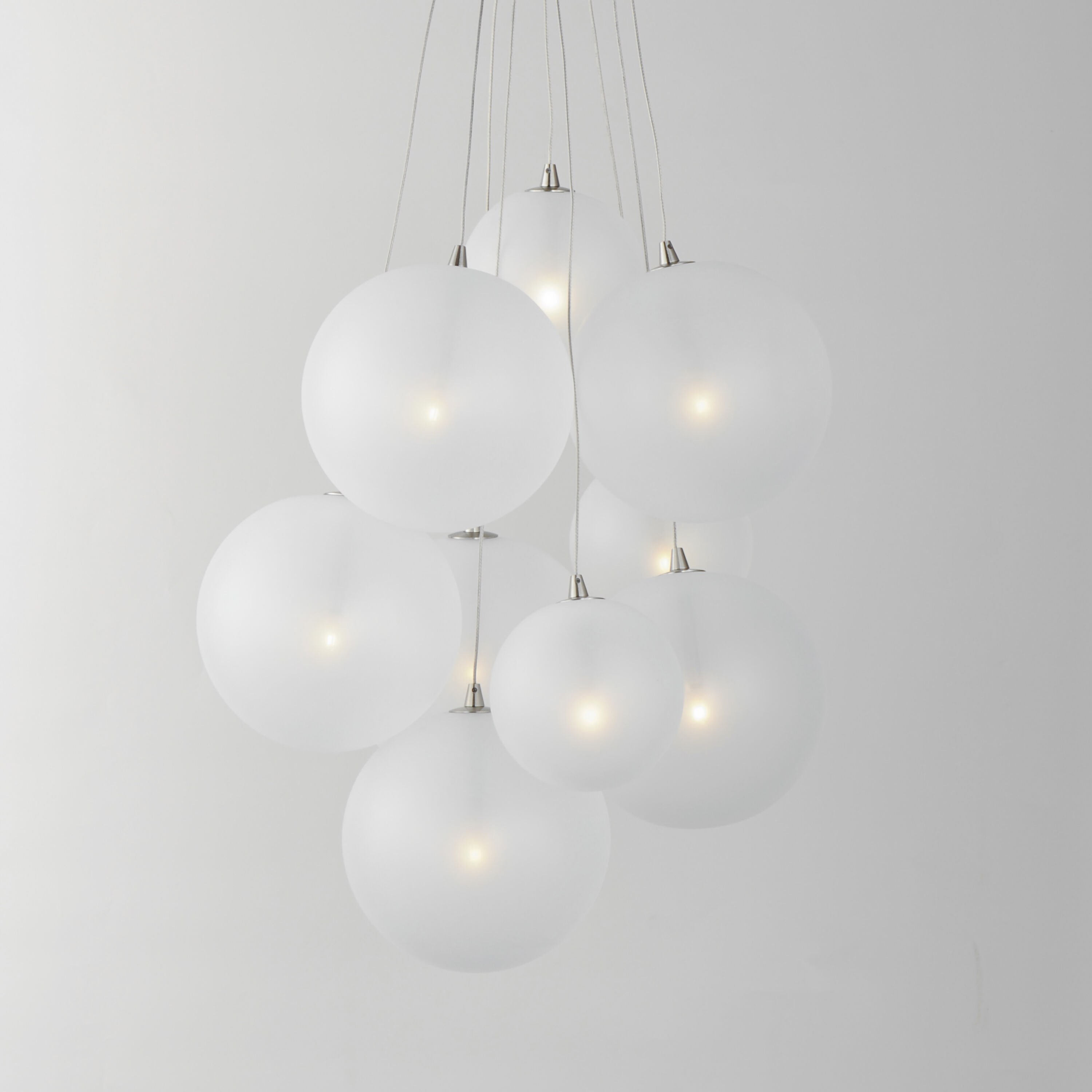 Burst LED 19.75 inch Satin Nickel Multi-Light Pendant Ceiling Light in Translucent Frost