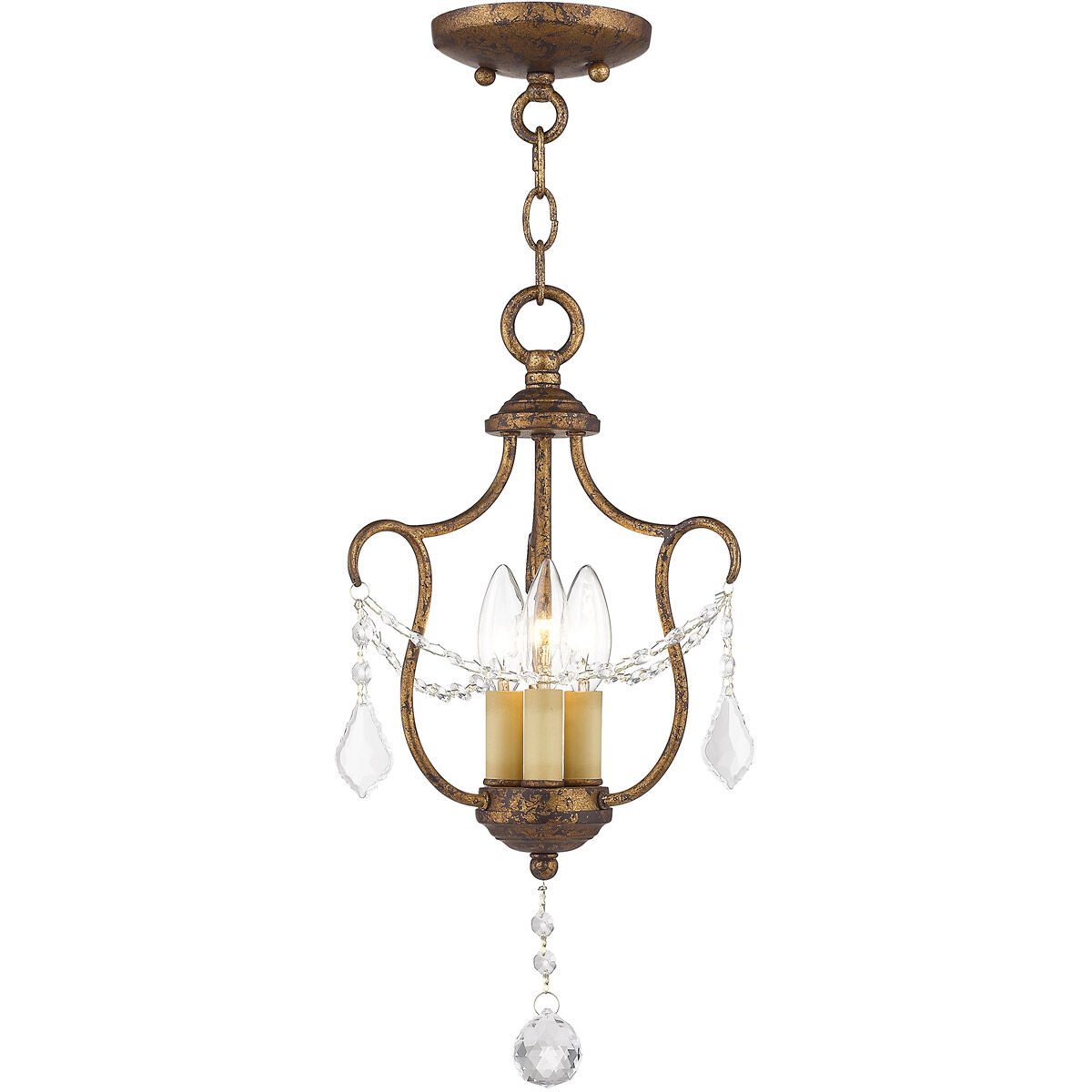 Chesterfield 3 Light 10 inch Hand Applied Venetian Golden Bronze Convertible Mini Pendant/Ceiling Mount Ceiling Light