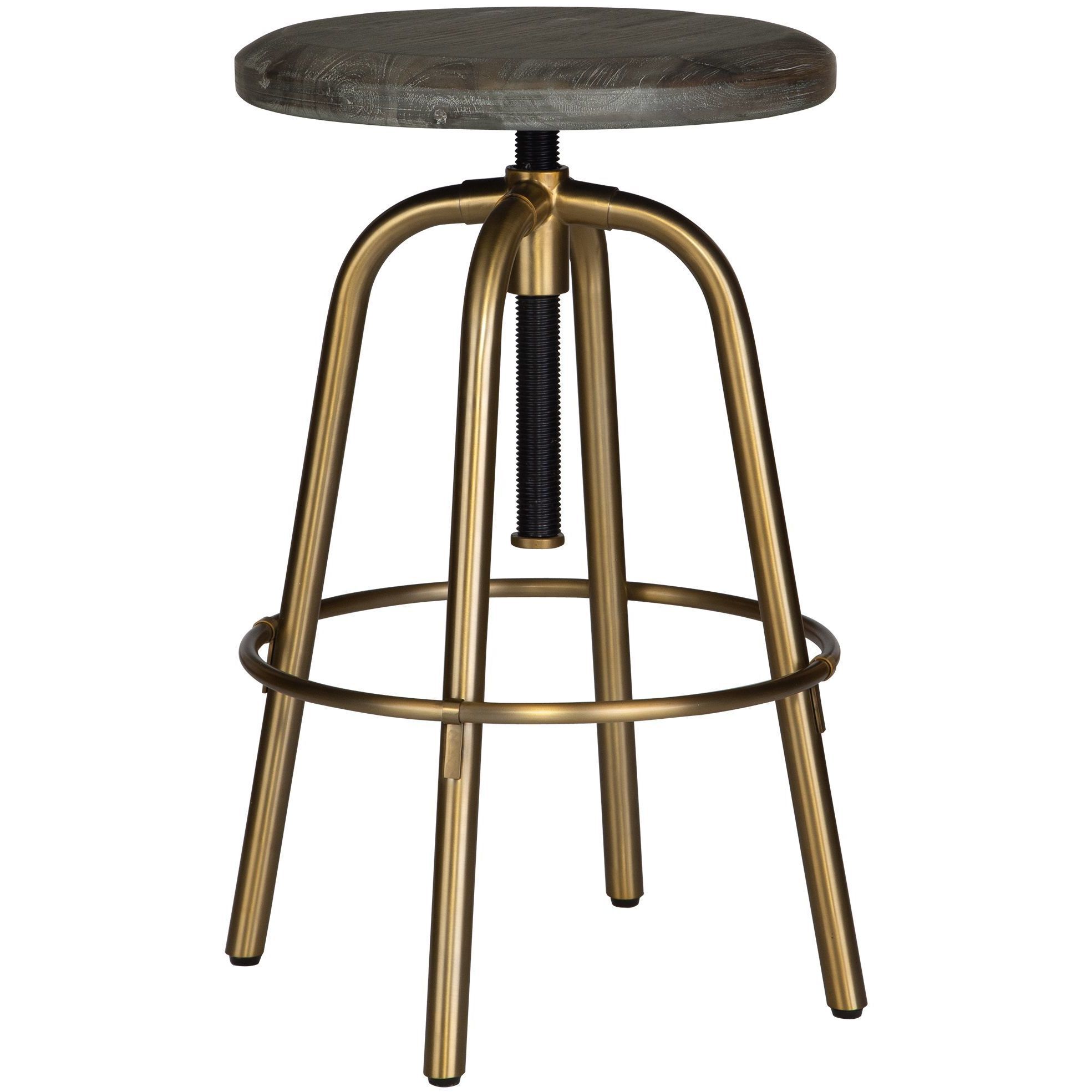 Revolve 24 inch Brushed Brass and Dark Walnut Counter Stool