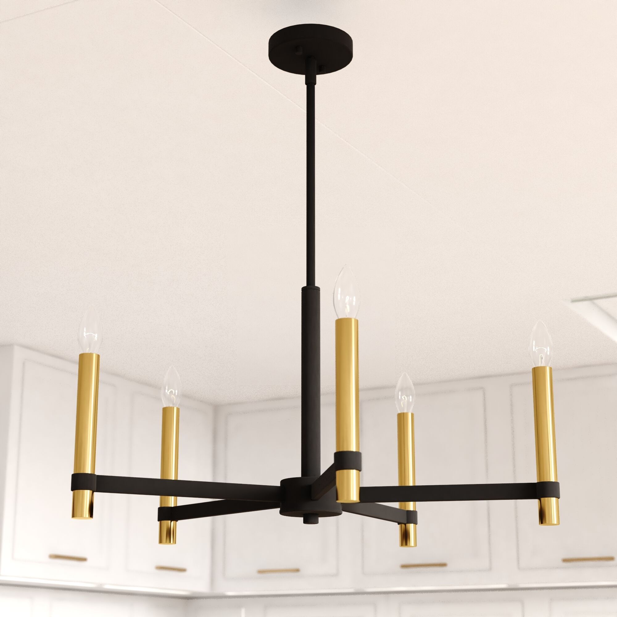 Damen LED 25 inch Matte Black and Natural Brass Chandelier Ceiling Light