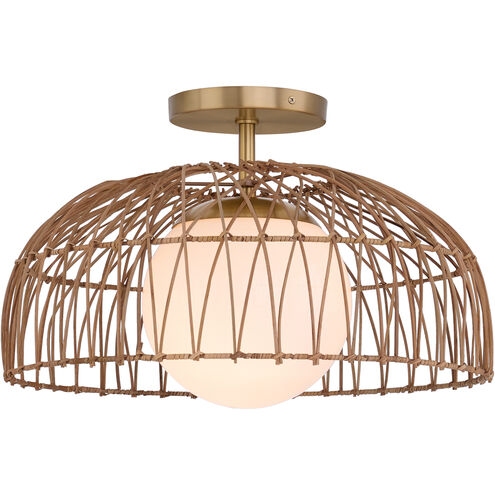 Bohemian 1 Light 18 inch Natural Brass Convertible Pendant or Semi-Flush Ceiling Light, Pendant or Semi-Flush