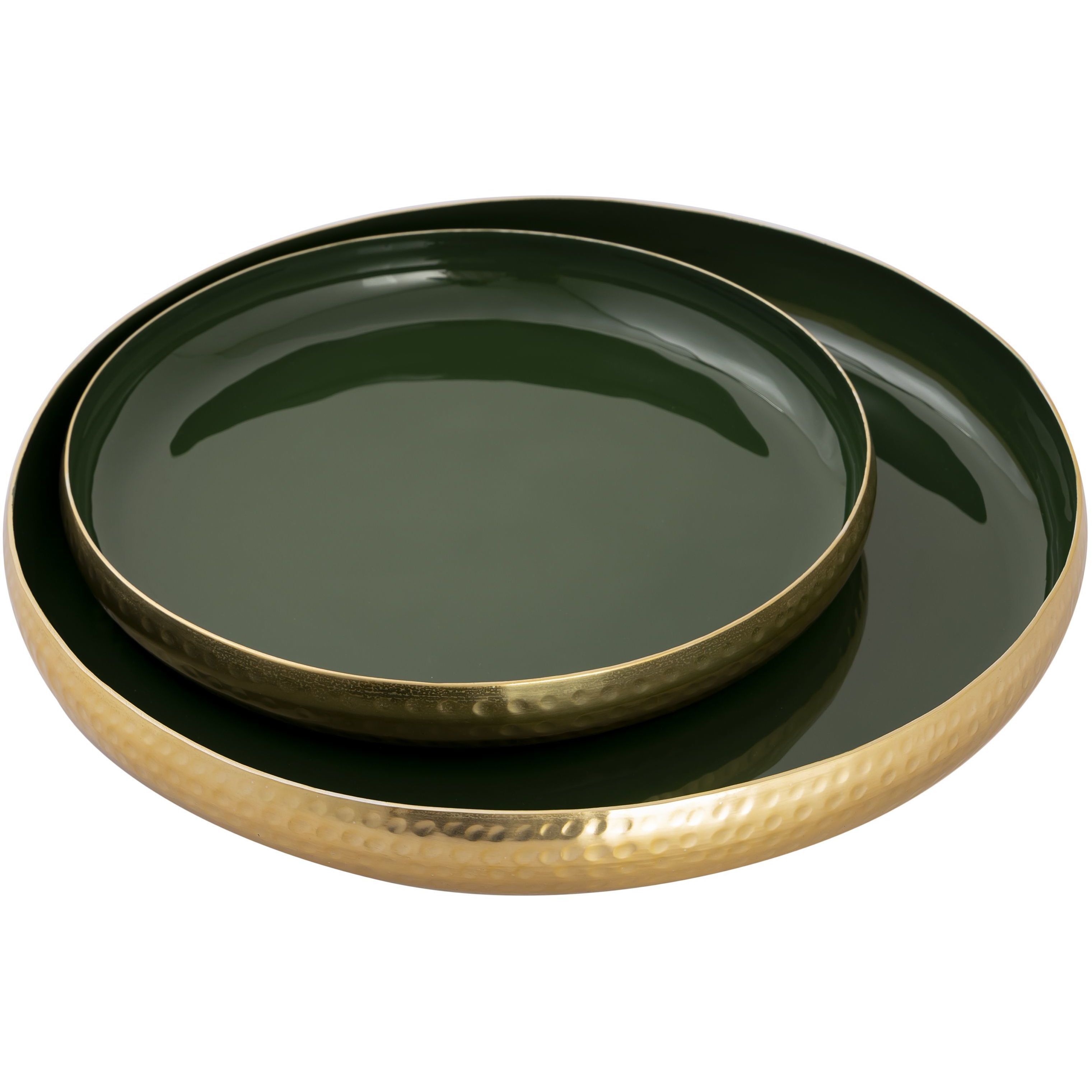 Nelson Dark Green Enamel Tray, Set of 2