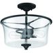 Neighborhood Gwyneth 2 Light 13 inch Flat Black Convertible Semi Flush Ceiling Light in Clear Seeded, Neighborhood Collection
