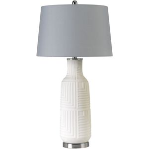 Fiumicino 33 inch 150 watt Sculptured White with Brushed Steel Table Lamp Portable Light