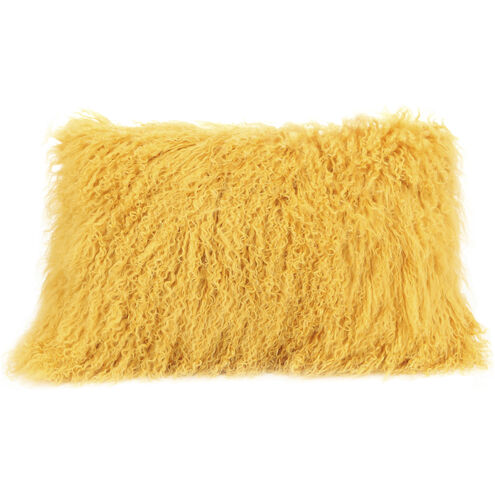 Lamb Fur 19 X 3 inch Gold Pillow, Rectangular