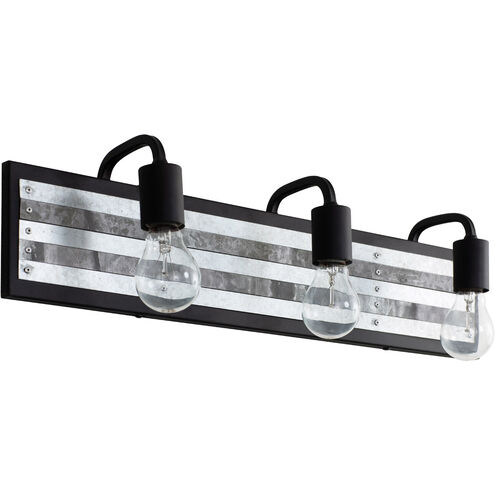 Abbey Rose 3 Light 26 inch Black and Galvanized Bath Vanity Light Wall Light