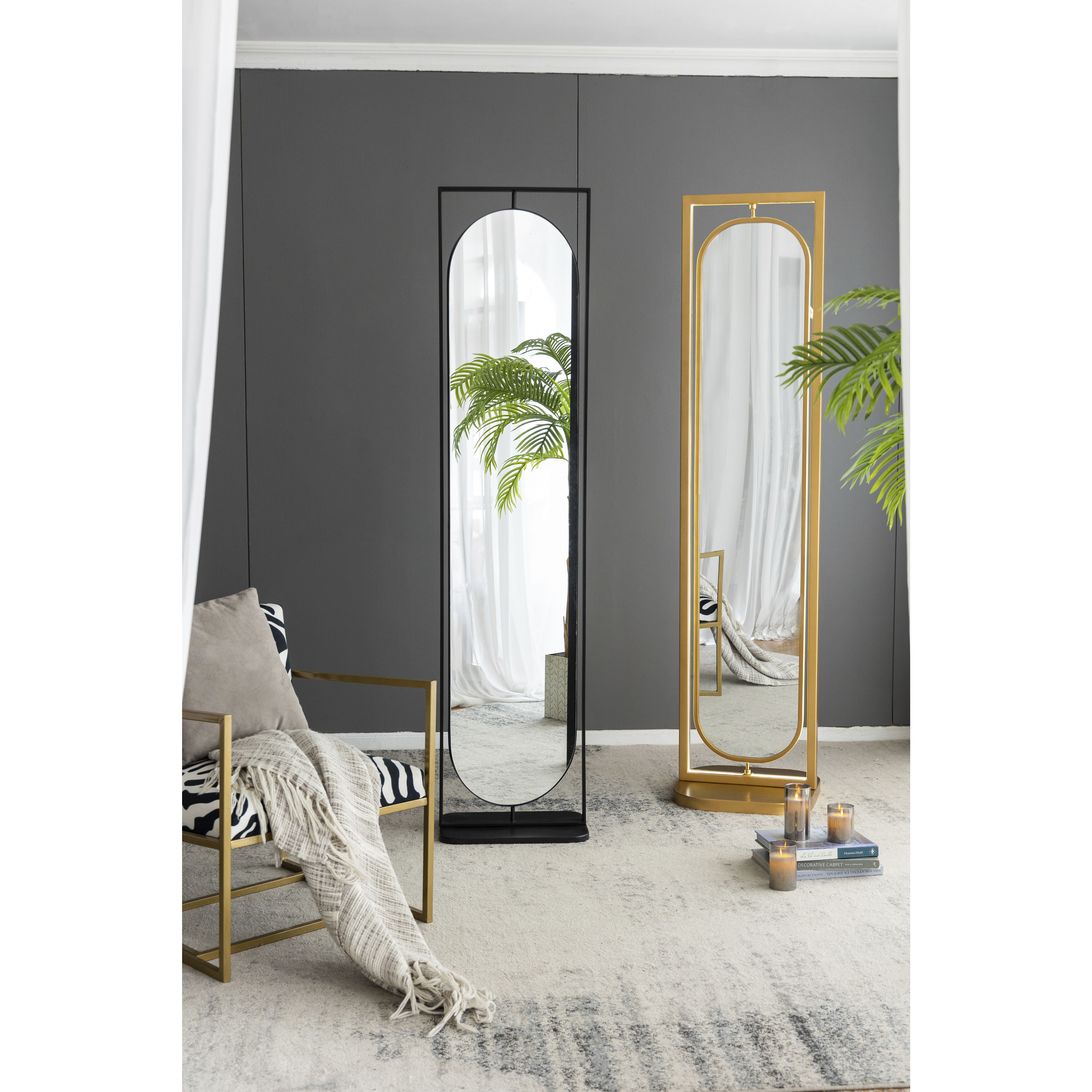 Full 77.8 X 18.1 inch Black Mirror