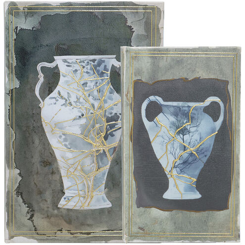 Anita Blue and Gold Book Boxes, Set of 2