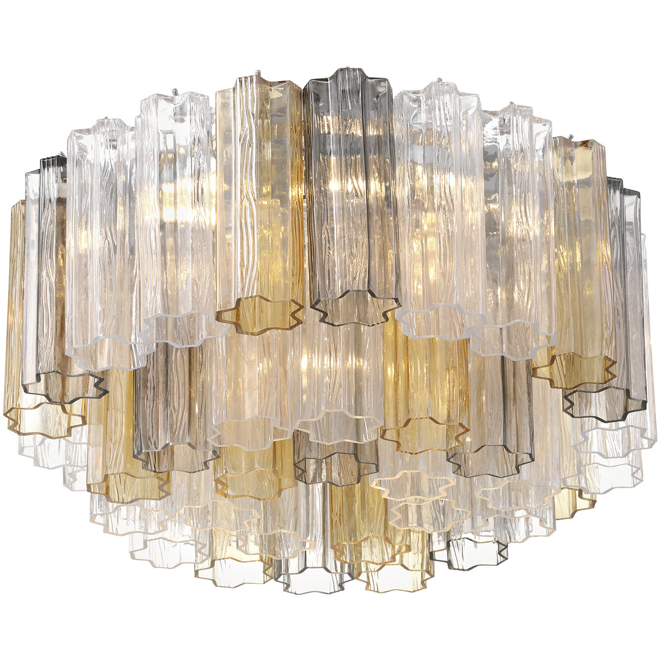 Addis 7 Light 22.25 inch Polished Chrome Flush Ceiling Light in Tronchi Glass Autumn