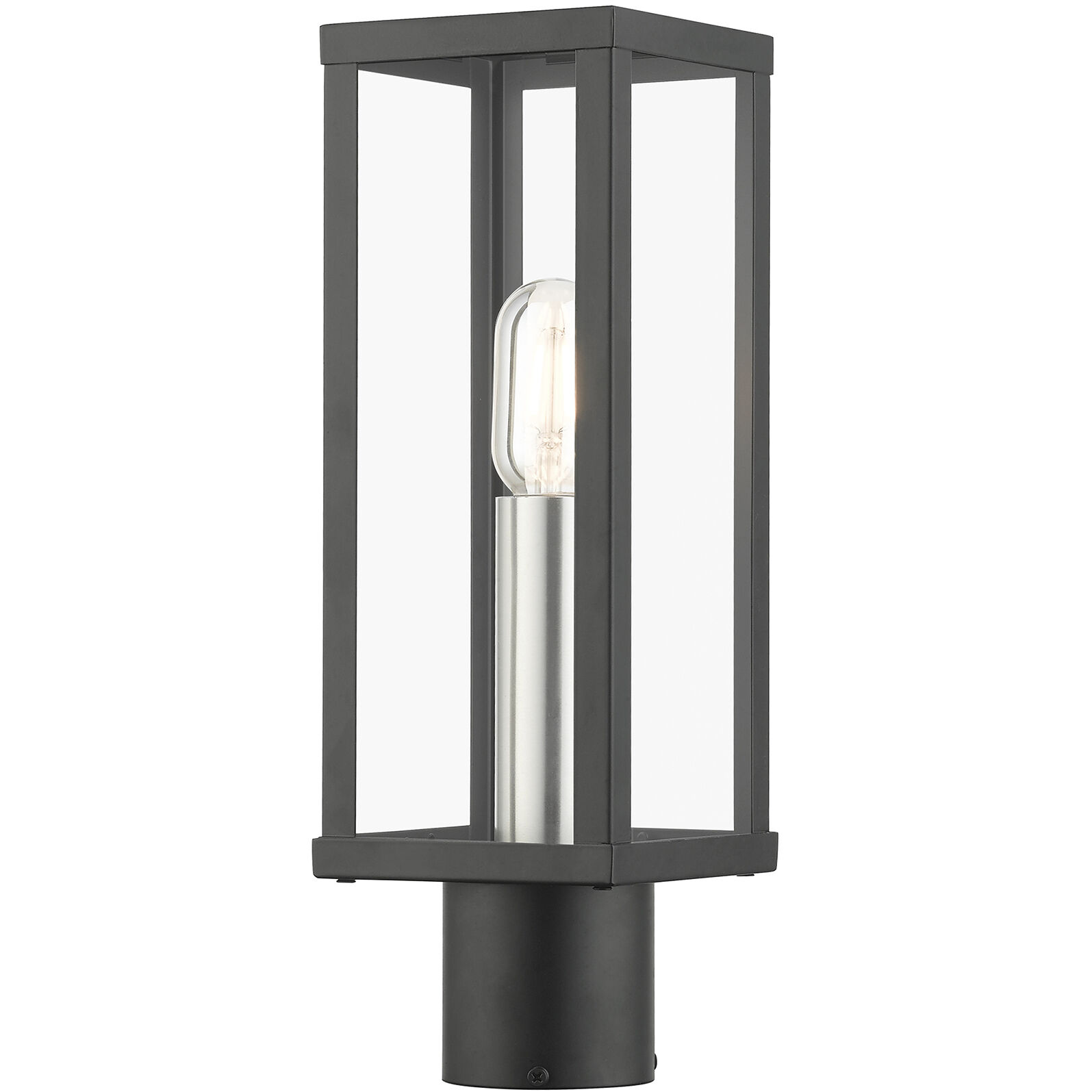 Gaffney 1 Light 15.5 inch Black with Brushed Nickel Finish Accents Outdoor Post Top Lantern in Black with Brushed Nickel Accent