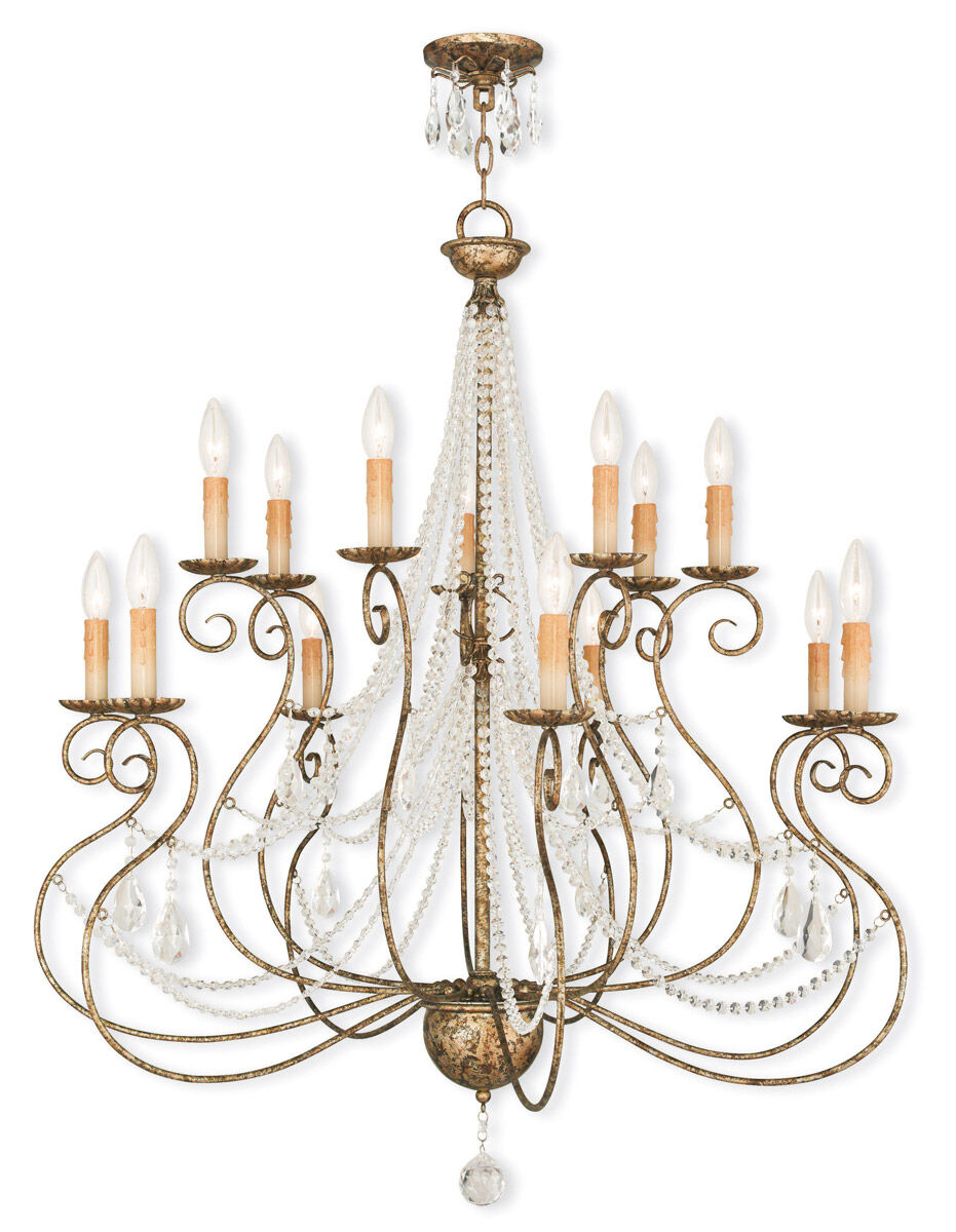 Isabella 14 Light 36 inch Hand Applied European Bronze Foyer Chandelier Ceiling Light