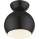 Stockton 1 Light 8 inch Shiny Black Semi-Flush Ceiling Light, Globe