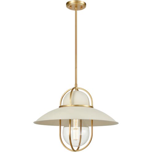 Peggy's Cove 1 Light Matte White and Venetian Brass Pendant Ceiling Light