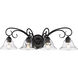 Homestead 4 Light 32 inch Matte Black Bath Vanity Wall Light in Clear Glass