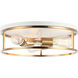 Clarke 3 Light 16 inch White and Aged Gold Brass Flush Mount Ceiling Light