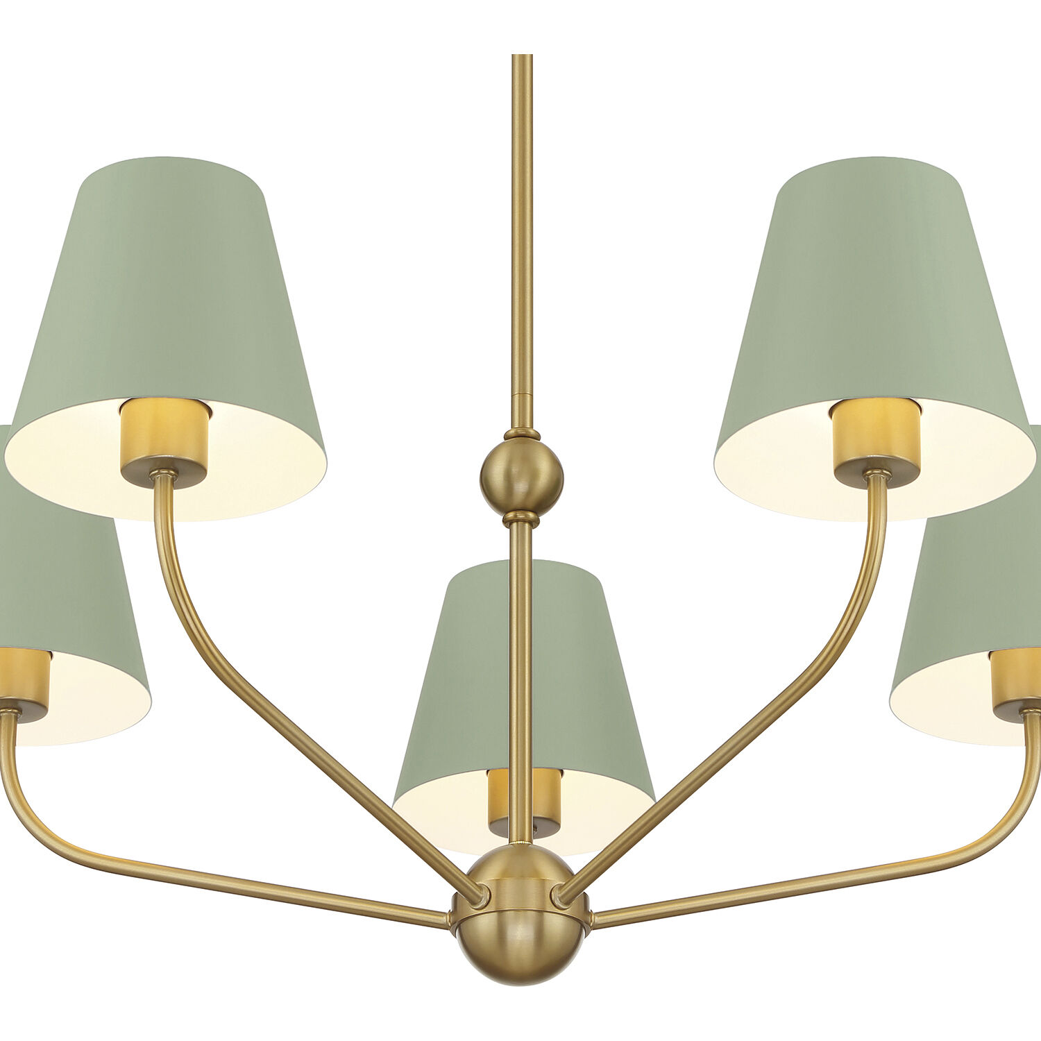Xavier 5 Light 28 inch Vibrant Gold Chandelier Ceiling Light in Vibrant Gold and Green