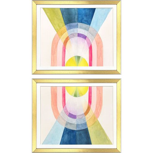 Beamed Pink and Blue and Green and Yellow Framed Art