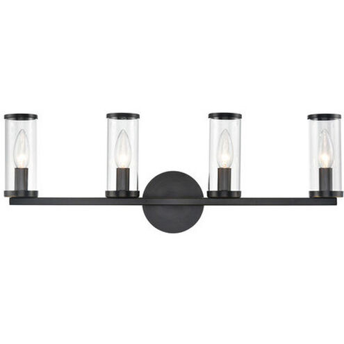 Revolve 4 Light 27.16 inch Clear Glass and Urban Bronze Bath Vanity Wall Light