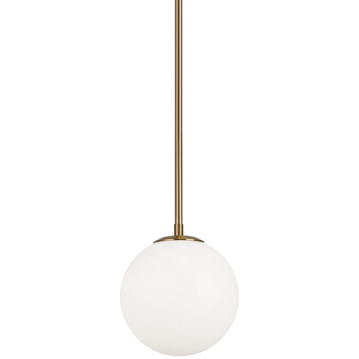 Novo 1 Light 7.88 inch Aged Gold Brass Chandelier Ceiling Light in Aged Gold Brass and Opal Glass