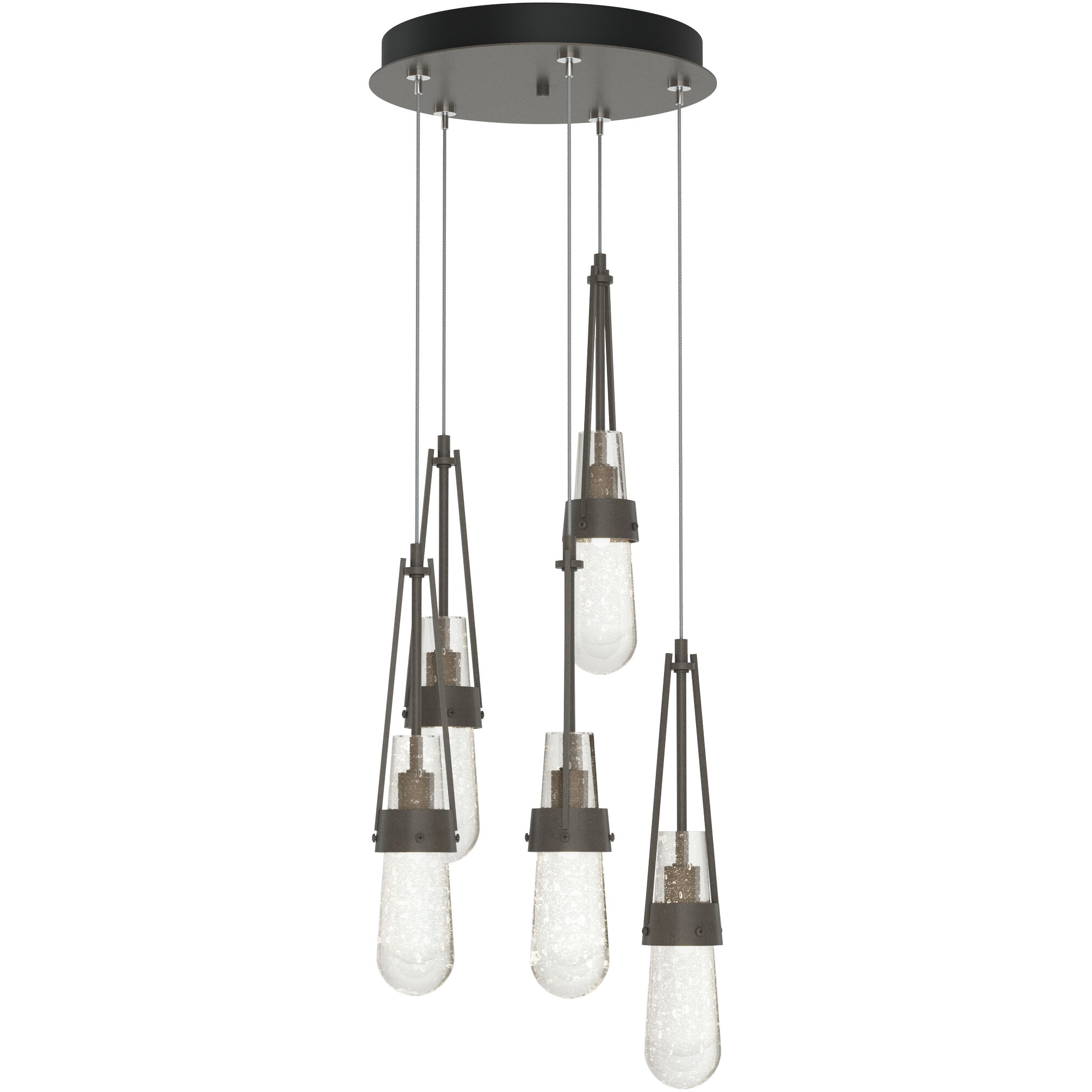 Link 5 Light 13 inch Dark Smoke Mini Pendant Ceiling Light in Clear Bubble