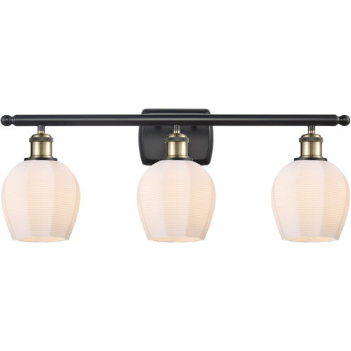 Ballston Norfolk LED 25.75 inch Black Antique Brass Bath Vanity Light Wall Light in Matte White Glass