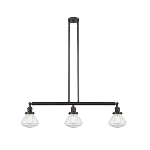 Franklin Restoration Olean 3 Light 39 inch Oil Rubbed Bronze Island Light Ceiling Light in Seedy Glass, Franklin Restoration