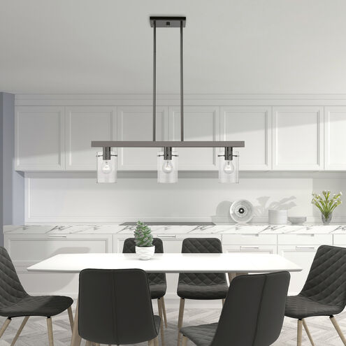 Munich 3 Light 30 inch Black Chrome Linear Chandelier Ceiling Light