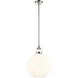 Laria 1 Light Polished Nickel Pendant Ceiling Light in Opal