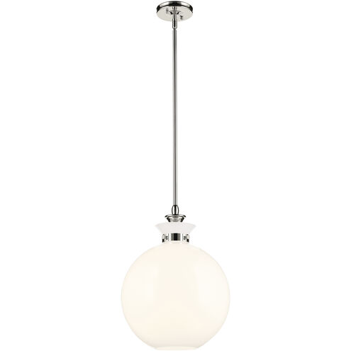 Laria 1 Light Polished Nickel Pendant Ceiling Light in Opal