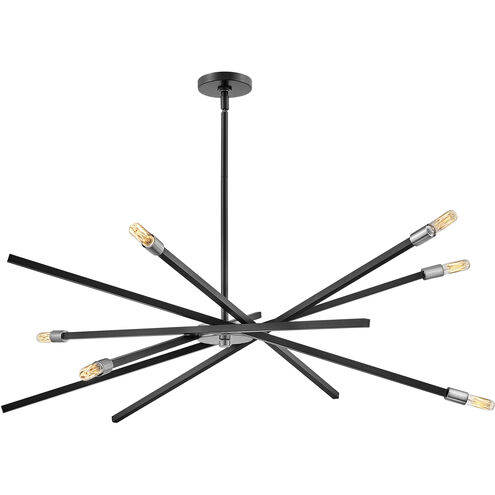 Archer 6 Light 42.5 inch Satin Black with Brushed Nickel Indoor Chandelier Ceiling Light