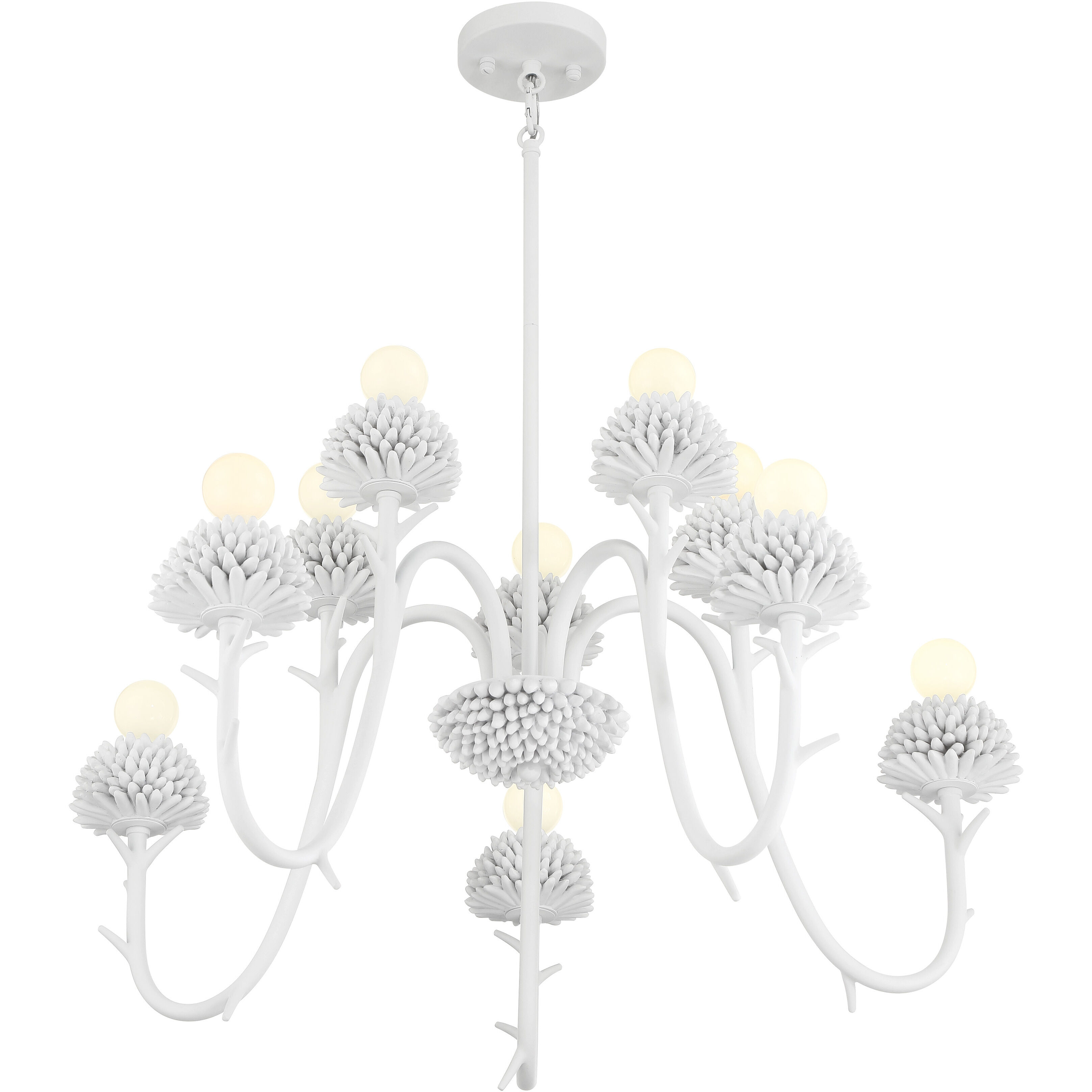 North Fork 10 Light 30 inch Sand White Chandelier Ceiling Light, Two Tier