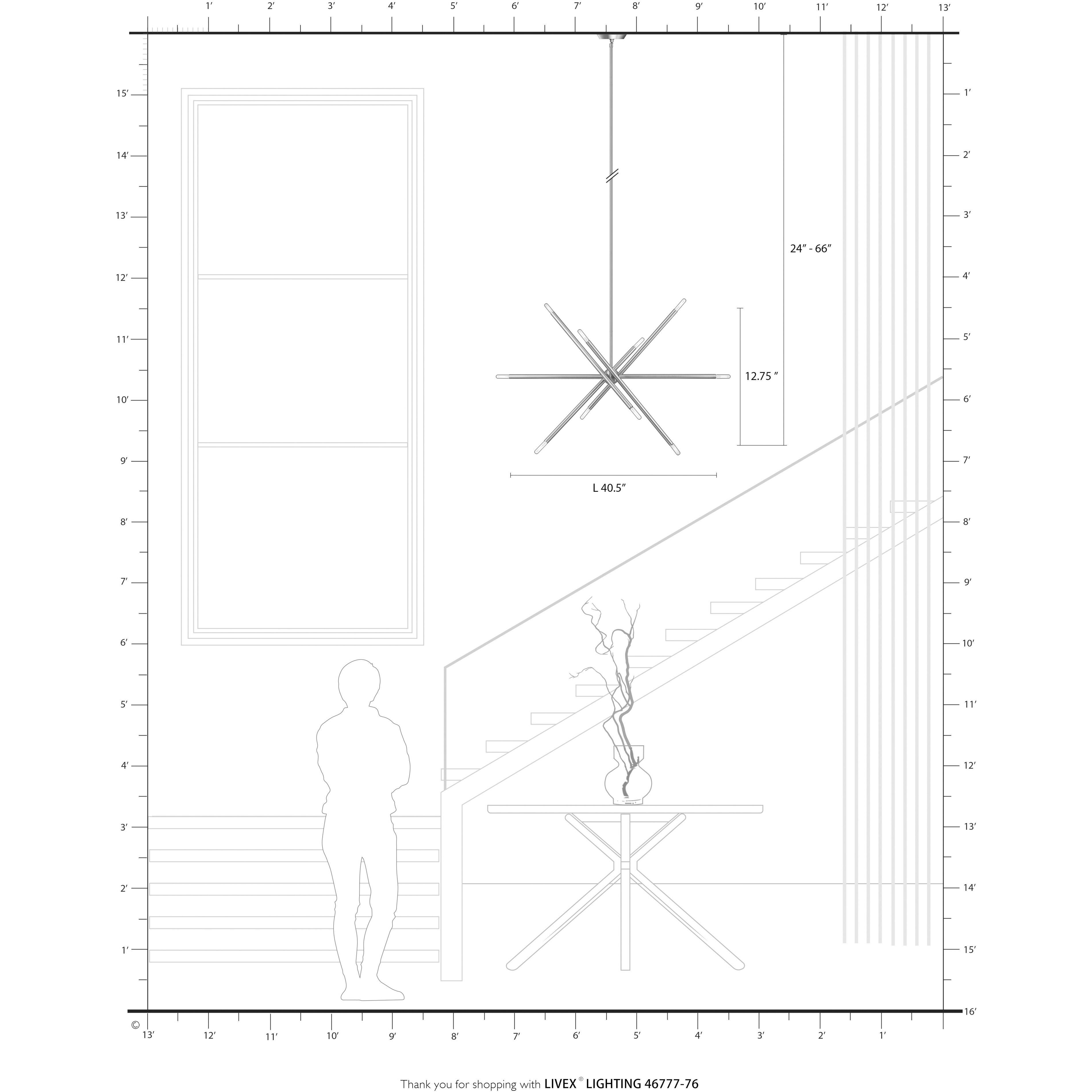 Soho Linear Chandelier Ceiling Light in Scandinavian Gray with Brushed Nickel Accents