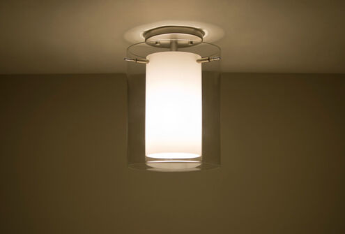 Pahu 1 Light 8 inch Satin Nickel Semi-Flush Mount Ceiling Light in Transparent Amethyst/Opal Glass, Incandescent