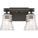 Graham Avenue 2 Light 14 inch Smoked Iron/Brushed Nickel Bath Light Wall Light