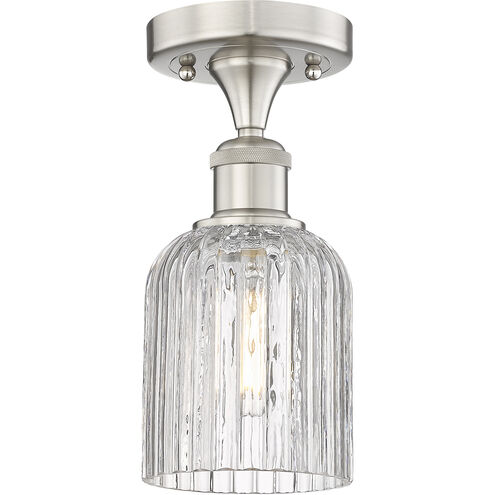 Bridal Veil 1 Light 5 inch Satin Nickel Semi-Flush Mount Ceiling Light in Clear