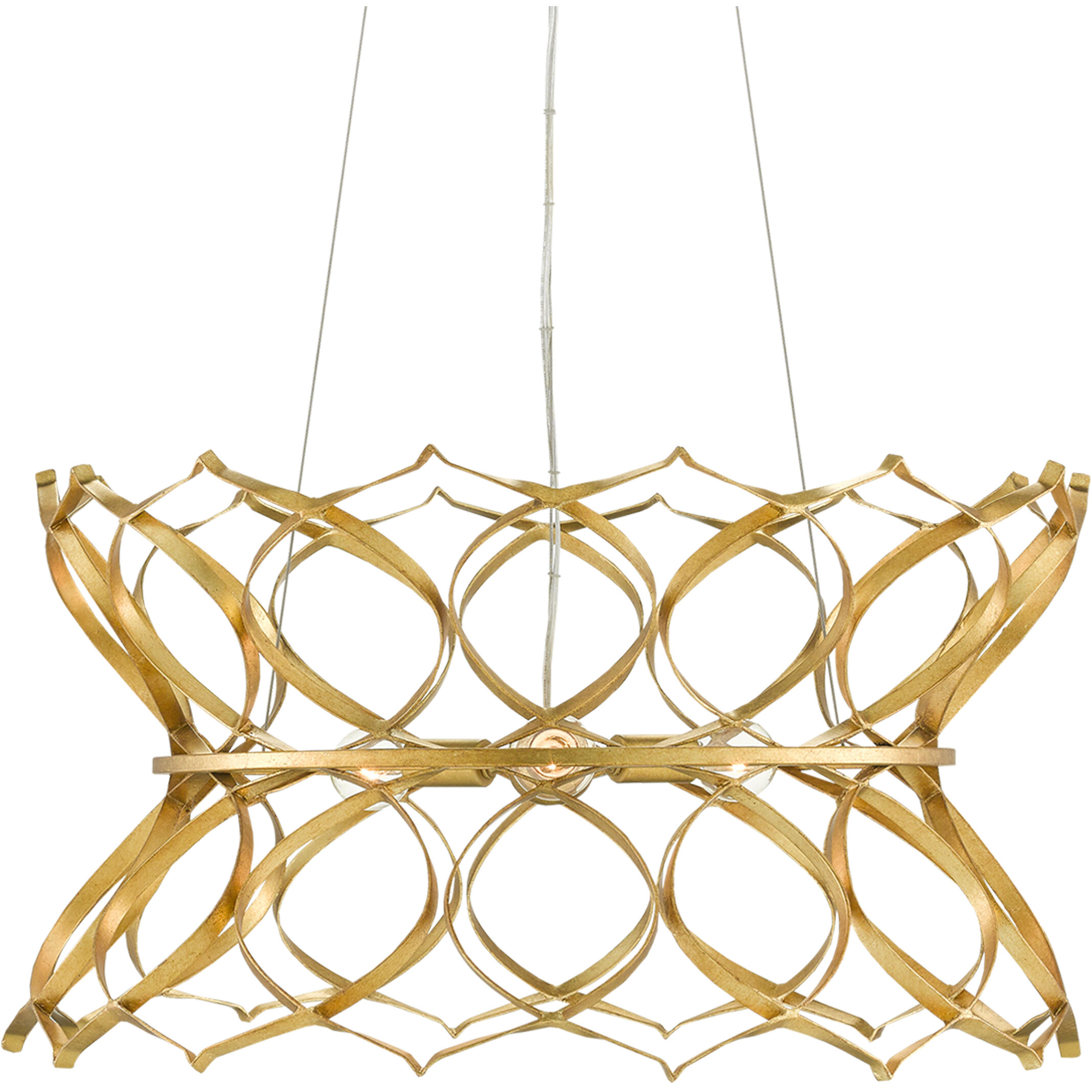 Clelia 3 Light 24.75 inch Contemporary Gold Leaf Chandelier Ceiling Light