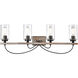 Paladin 4 Light 35 inch Matte Black Bath Vanity Light Wall Light in Clear Glass