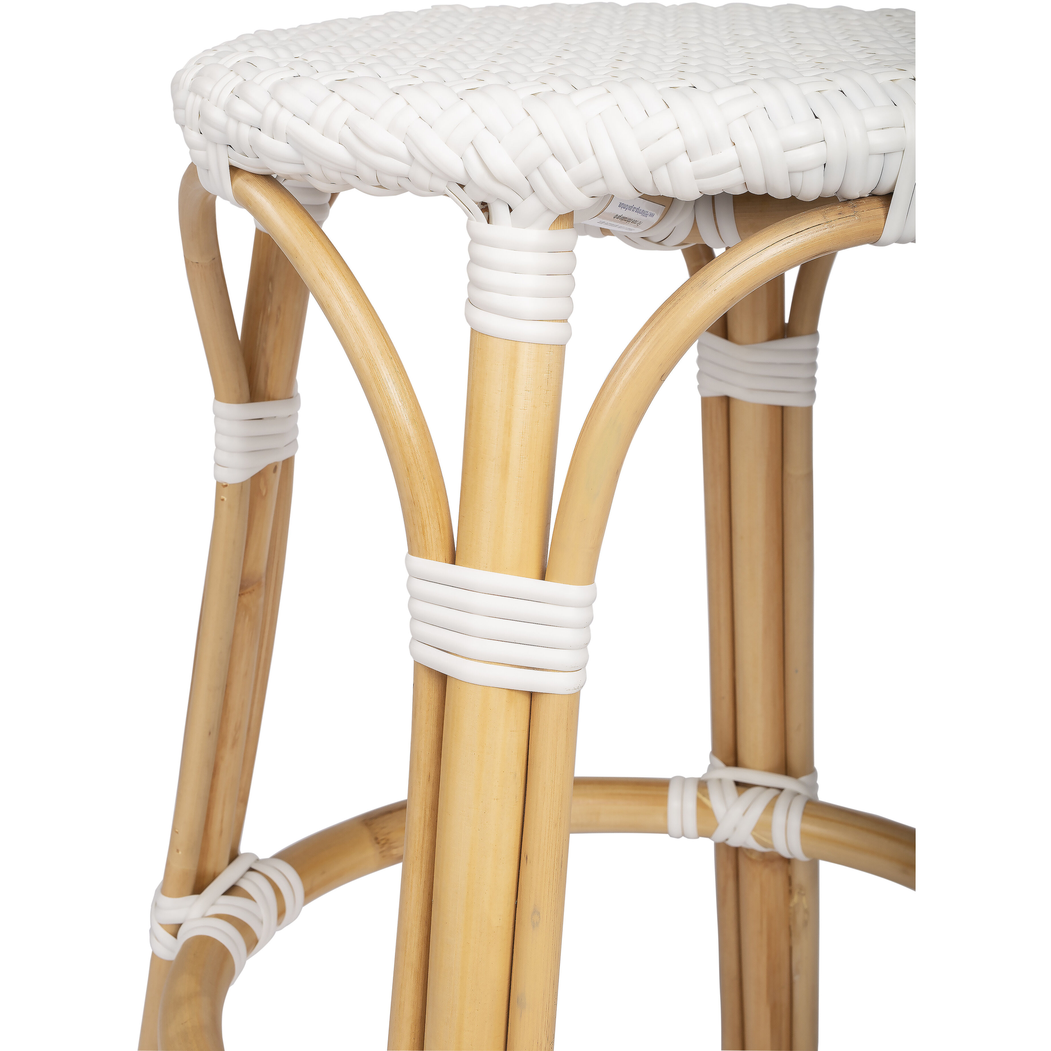 Tobias White Rattan Bar Stool