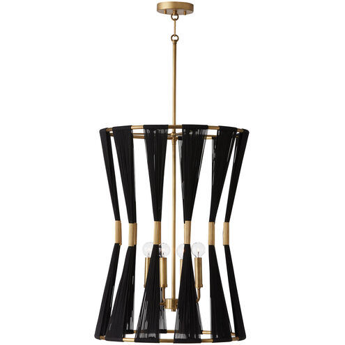 Bianca 4 Light 20 inch Black Rope and Patinaed Brass Foyer Light Ceiling Light
