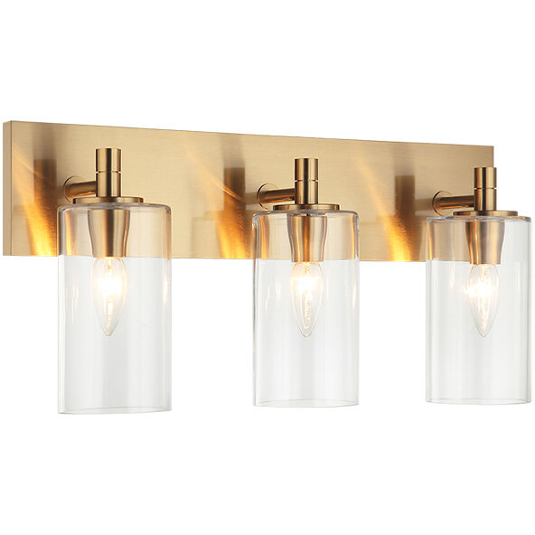 Candela 3 Light 20.88 inch Aged Gold Brass Wall Sconce Wall Light in Aged Gold Brass and Clear
