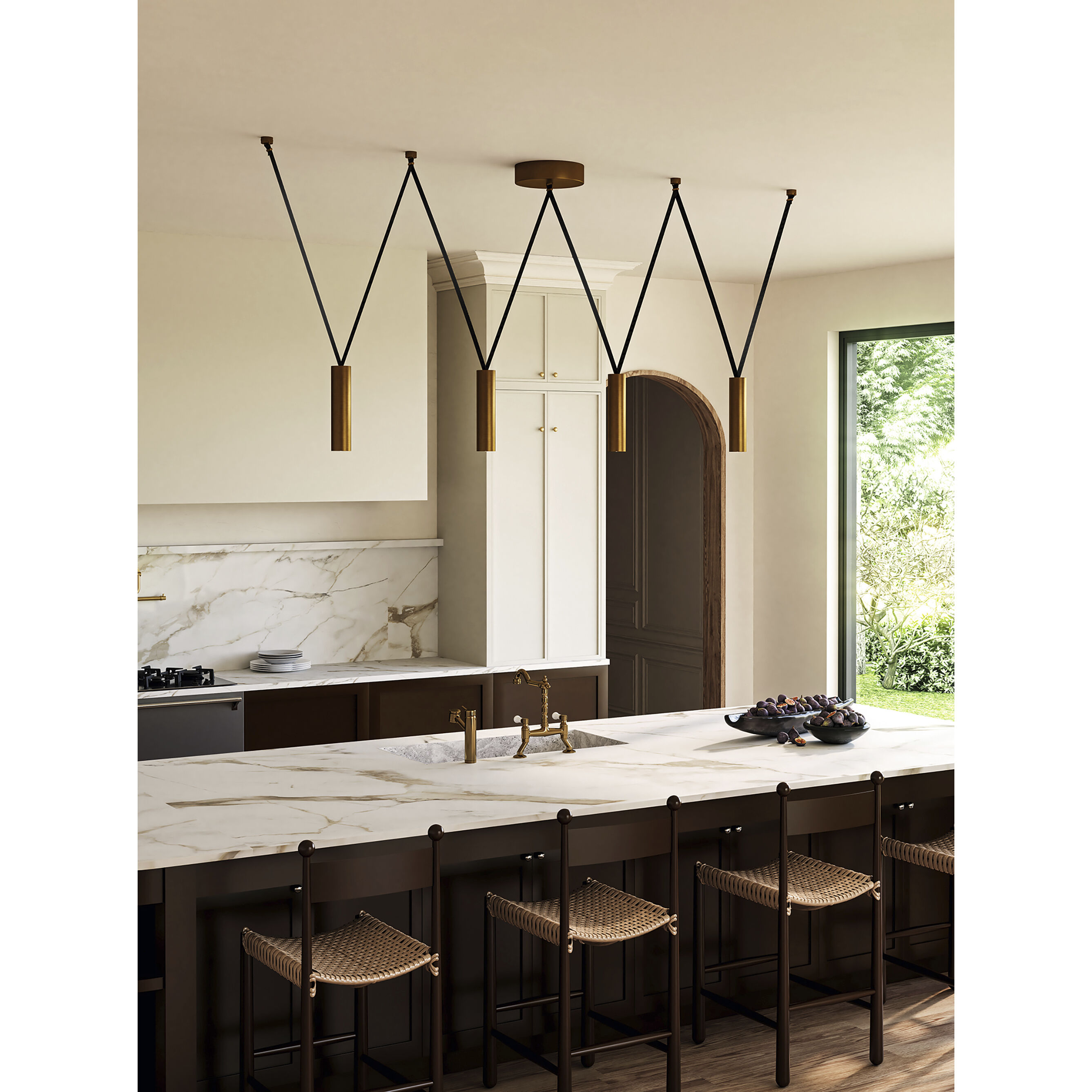 Mason Linear Pendant Ceiling Light in Vintage Brass