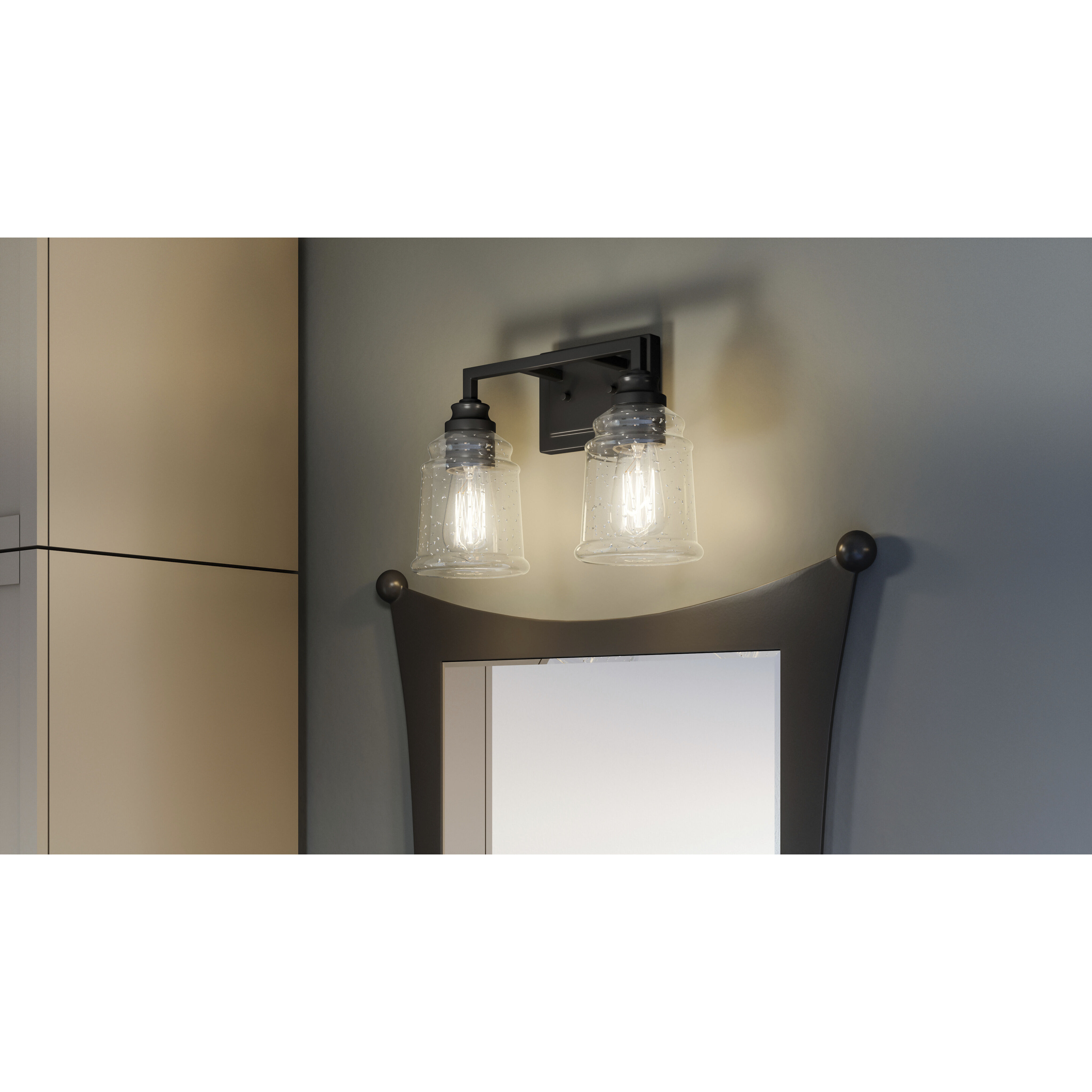 McIntire 2 Light 15 inch Matte Black Bath Light Wall Light, Medium
